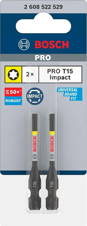 Actual product image Bosch Professional Zubehör PRO Torx Impact Bit, T15, 55 mm, 2 pcs.