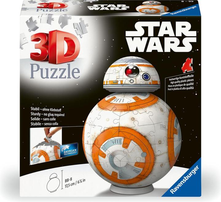 Actual product image Ravensburger 3D Puzzle 11578 - Star Wars BB8 - Astromech Druid from Episode VII, VIII and IX as a (99 pieces)