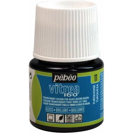 Pebeo, Künstlerfarbe + Bastelfarbe, Vitrea 160 Glänzendefarben (Türkisblau, 45 ml)