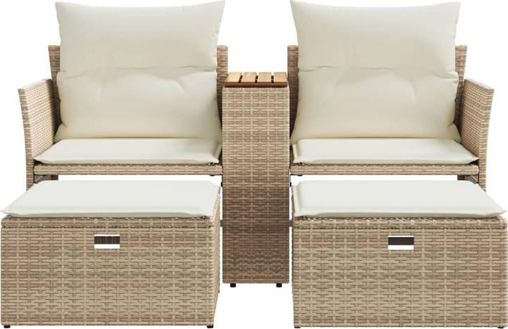 Produktbild vidaXL Gartensofa 2-Sitzer mit Hockern