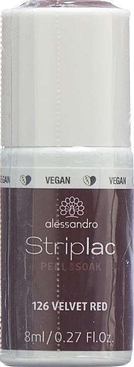 Actual product image Alessandro Striplac Peel or Soak (126 Velvet Red, UV gel varnish)