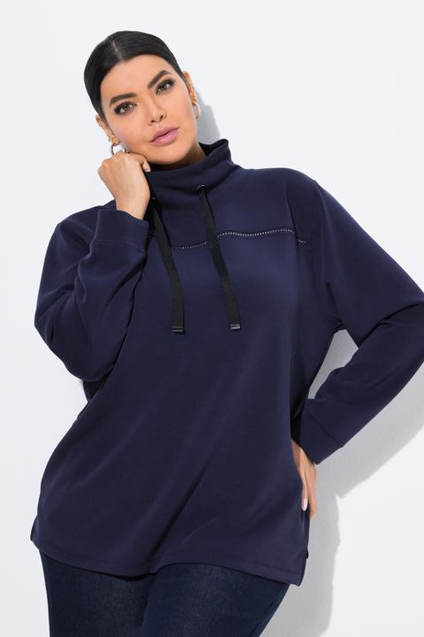 Produktbild Ulla Popken Sweatshirt, Ziersteine, Classic, Stehkragen, 3/4-Arm (62)