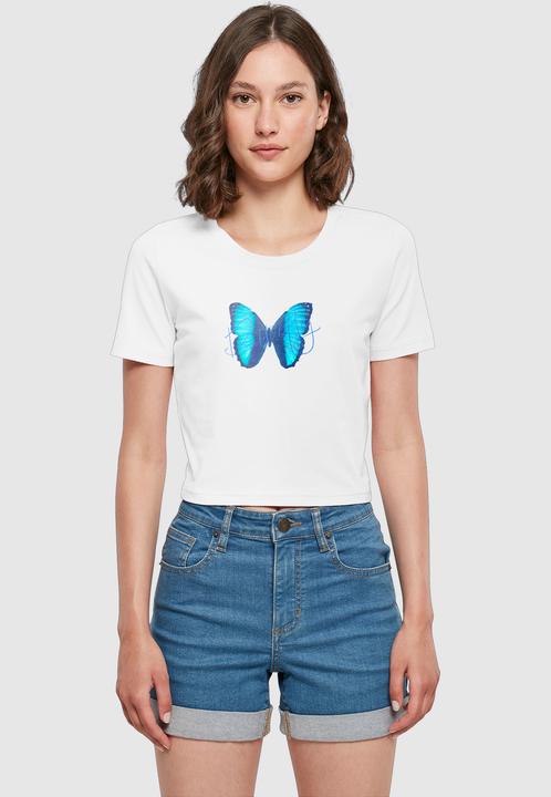 Produktbild Merchcode Ladies Butterfly Blue Cropped Tee - 191021 (M)