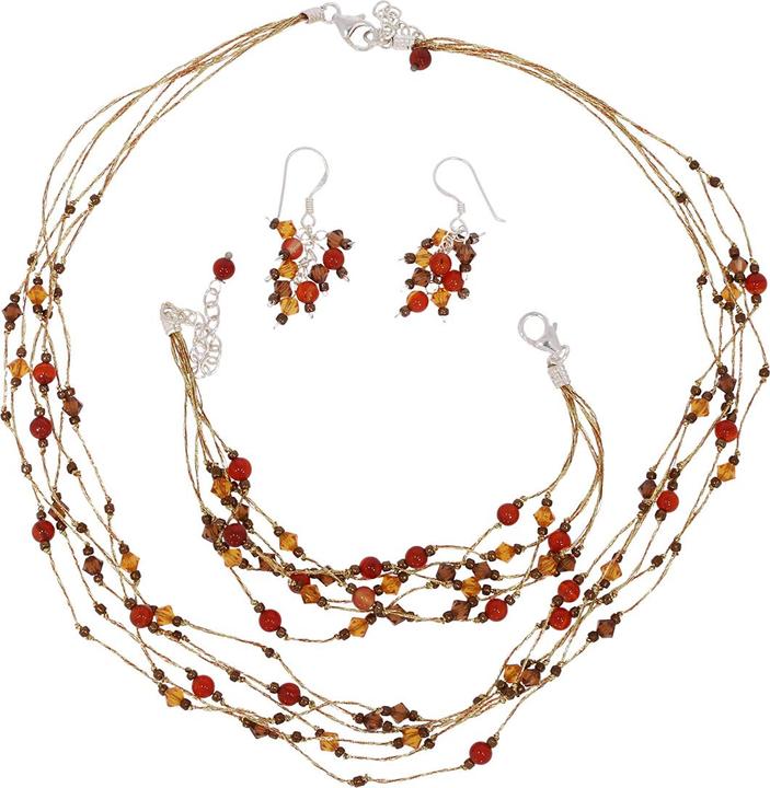 Actual product image Luxxos Set necklace earrings and bracelet with quartz (925 Sterling silver)