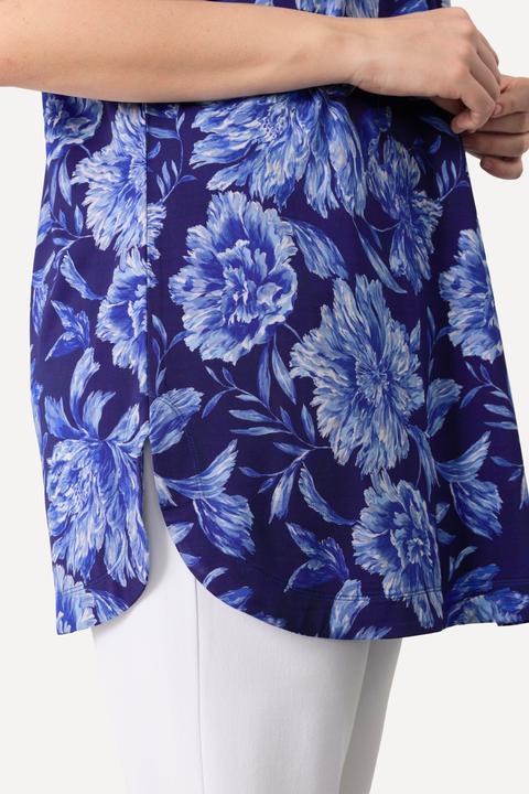 Produktbild Ulla Popken Slinkyshirt, Blüten, A-Linie, V-Ausschnitt, Halbarm (42, 44)