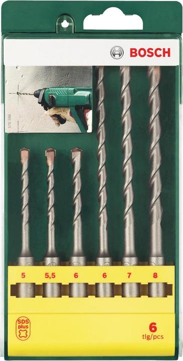 Image du produit Bosch Professional Zubehör Jeu De 6 Forets Sds En Boîtier (8 mm, 5,5 mm, 7 mm, 6 mm, 5 mm)