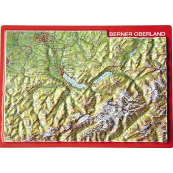Reliefpostkarte Berner Oberland, Landkarte