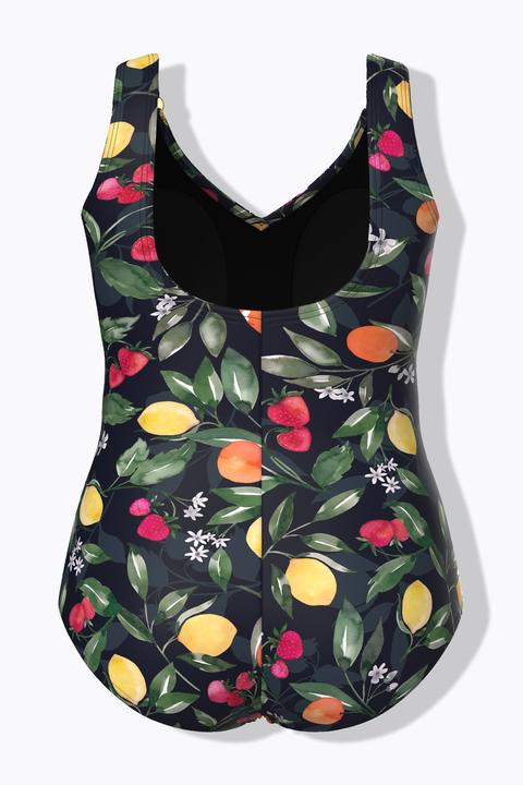 Actual product image Ulla Popken Fruit Print Ruched Swimsuit (52)