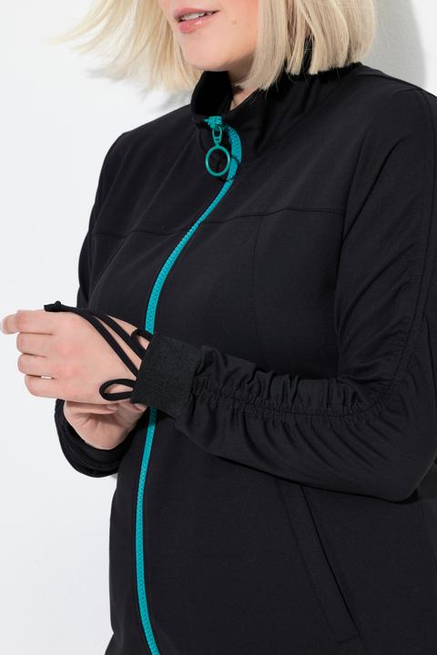 Immagine prodotto Ulla Popken Giacca di felpa con fascia arricciata sulle maniche, cappuccio e zip a cursore doppio (42, 44)