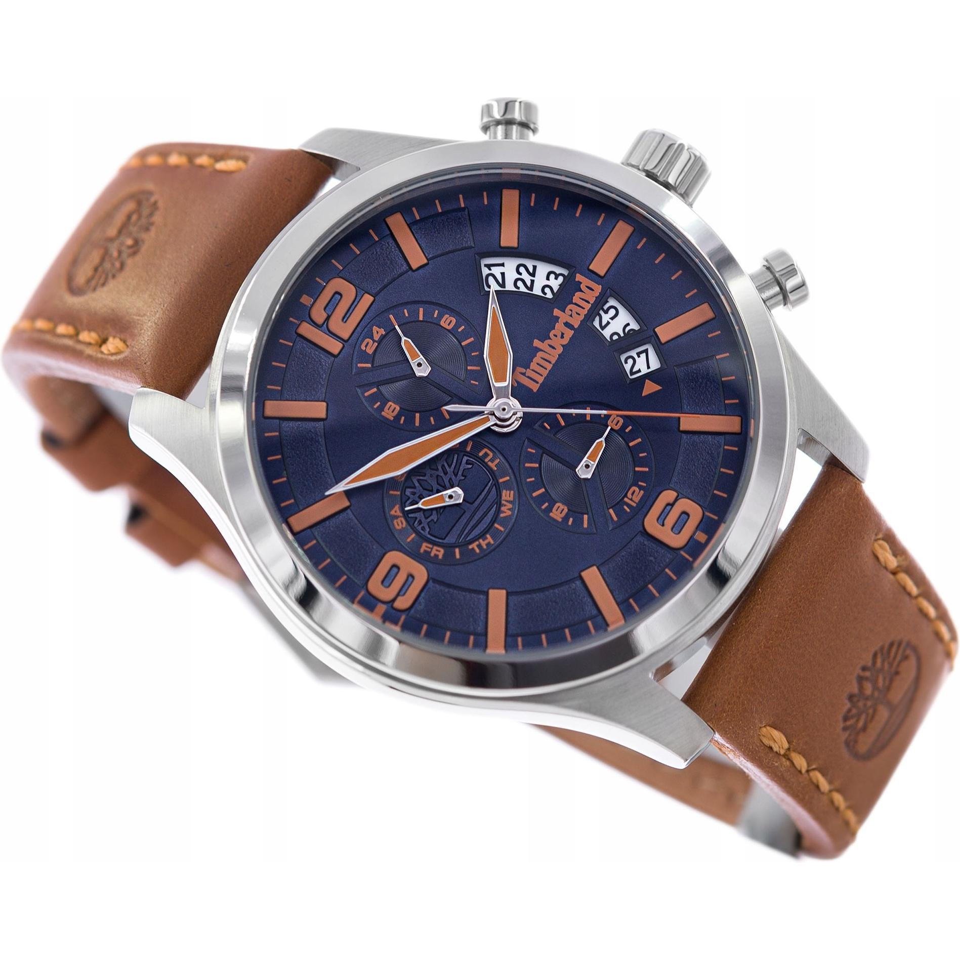 Timberland, Orologio da polso, Orologio Outlet, Nero, Marrone, Argento, (Orologio da polso analogico, 42 mm)