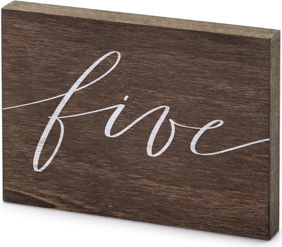 Produktbild Partydeco Wooden table number, "Five", 2x18x12.5 cm (1 pkt / 1 pc.) (1 Stück)