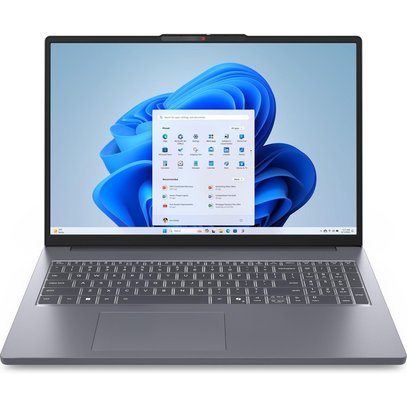Lenovo IdeaPad Slim 3 (16", AMD Ryzen 7 8840HS, 16 GB, 512 GB, DE), Notebook, Grau