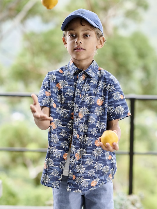 Image du produit Vertbaudet Kurzärmeliges Jungen Hemd mit Palmenprint (140)