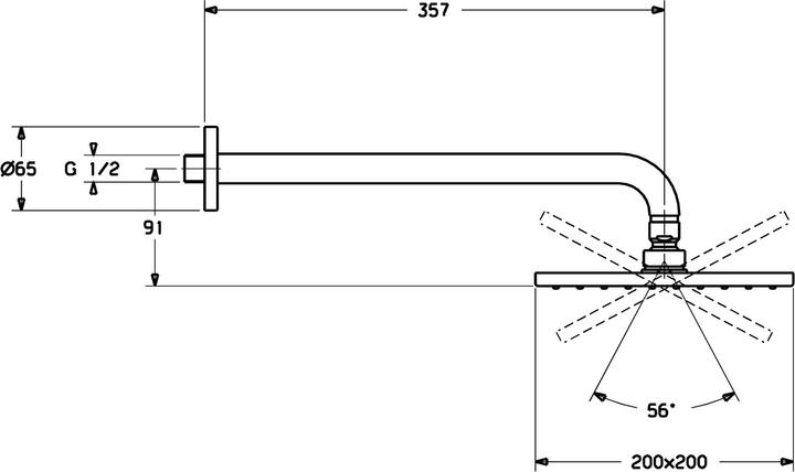 Immagine prodotto Hansa VIVA Douche de tête, 200x200 mm, débit éco, montage mural, 4426024033, 4426024033 (1 Tipi di raggi, 12 l/min)
