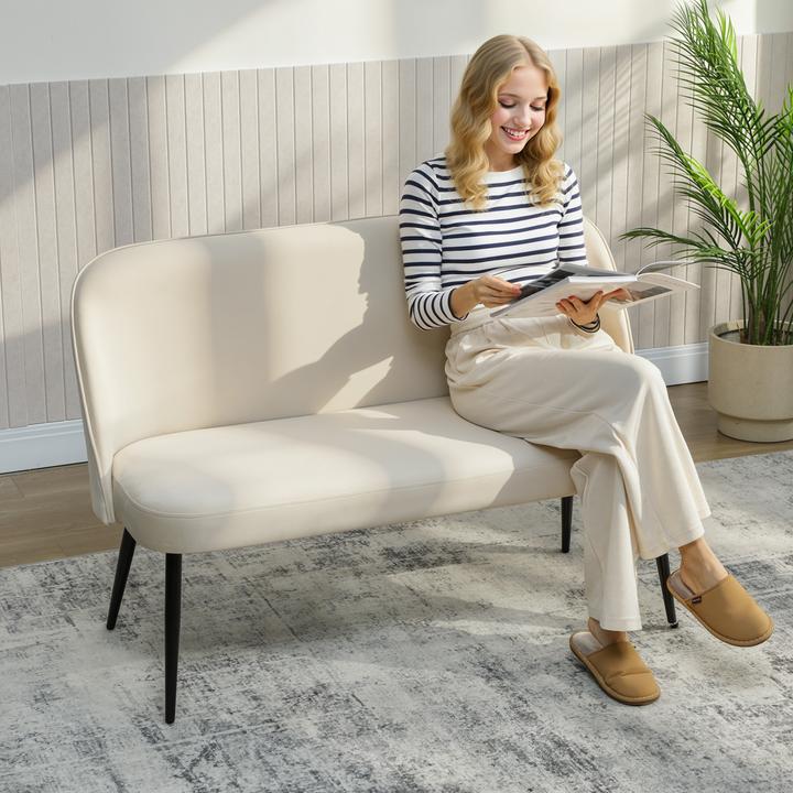 Image du produit Homcom Sofa Polyester, Metall Beige (2 places)