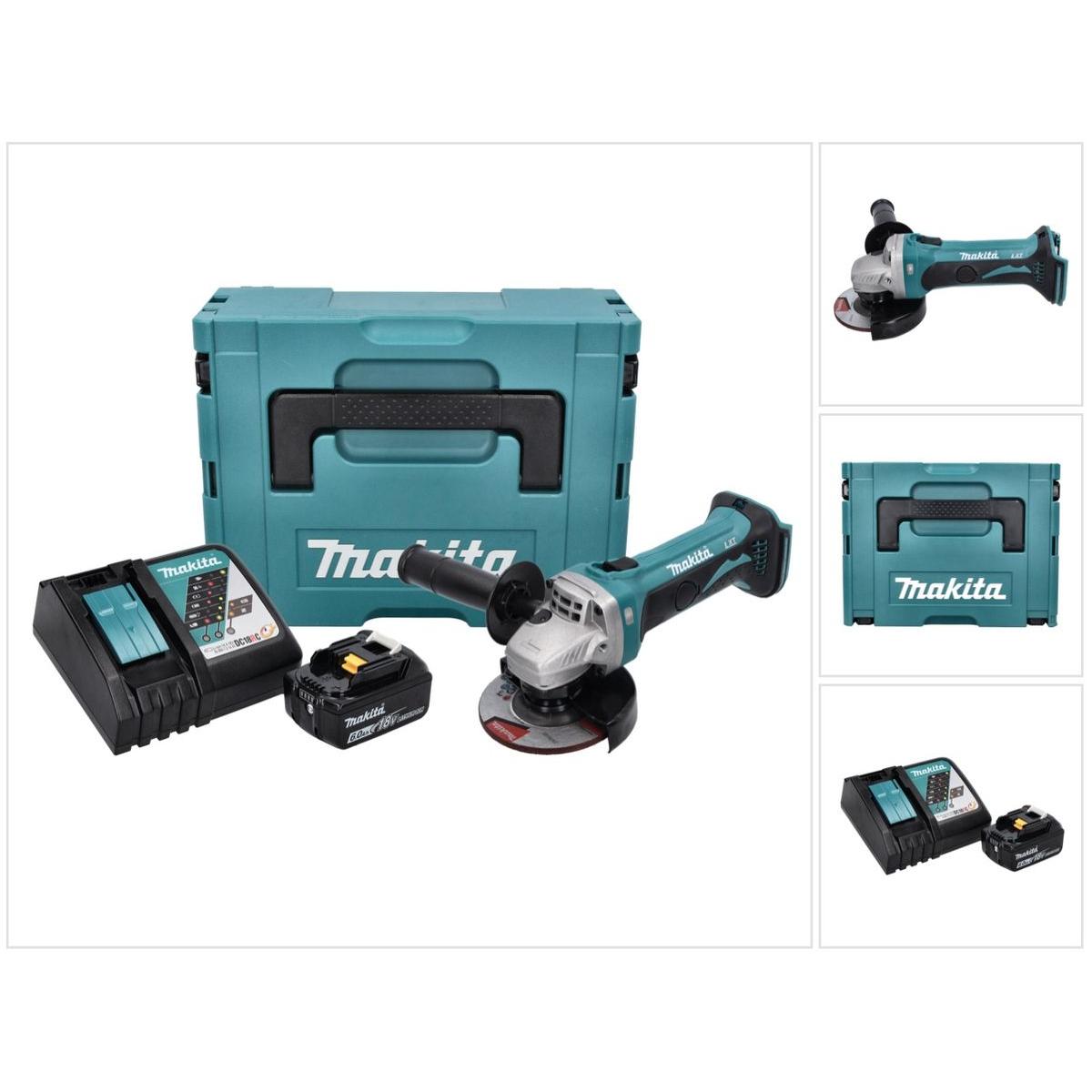 Makita, Winkelschleifer, DGA 452 RG1J Akku Winkelschleifer 18 V 115 mm + 1x Akku 6,0 Ah + Ladegerät + Makpac (115 mm)