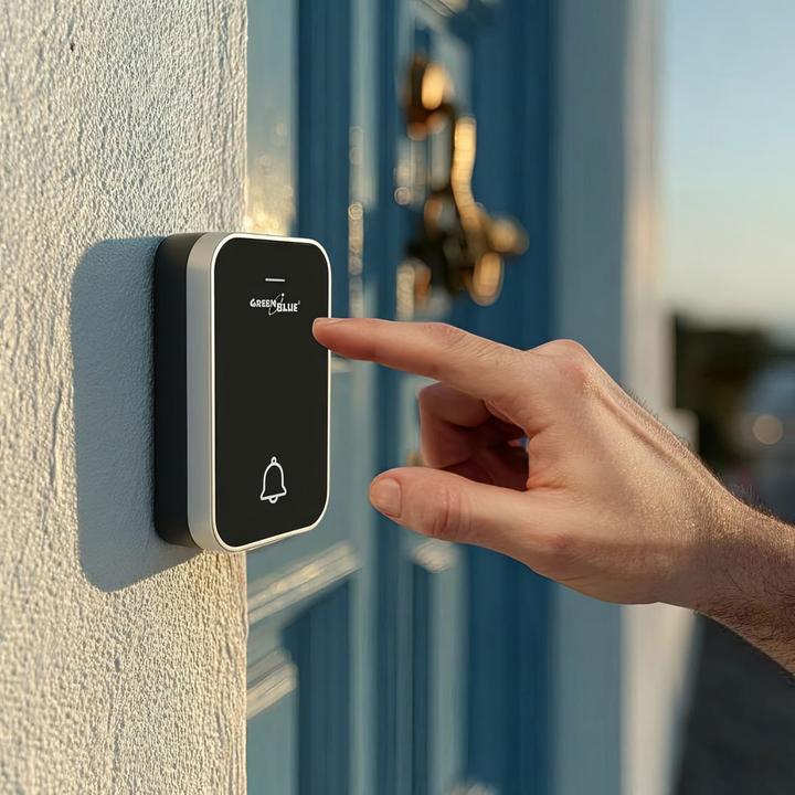 Productafbeelding Greenblue Dzwonek bezprzewodowy bezbateryjny kinetyczny, 38 melodii, czarny, zasięg do, IP44, GB157 (Draadloze, Radio)