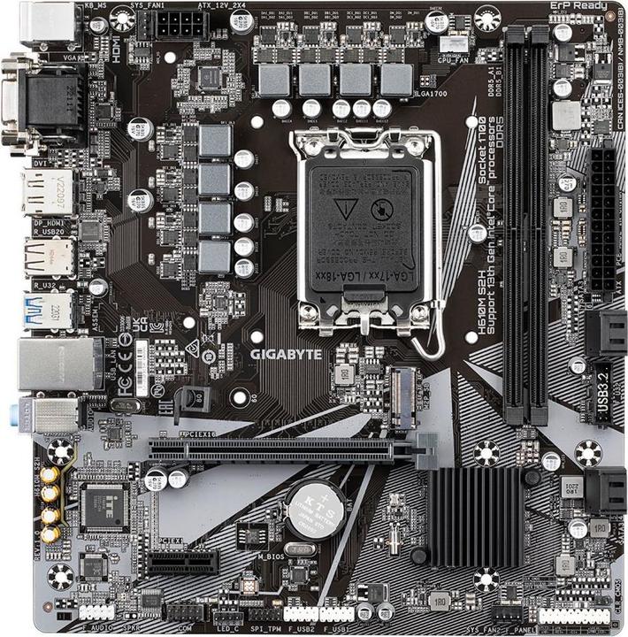 Immagine prodotto Gigabyte MB S2H H610,S1700,mATX,Intel (LGA 1700, Intel H610 Express, mATX)