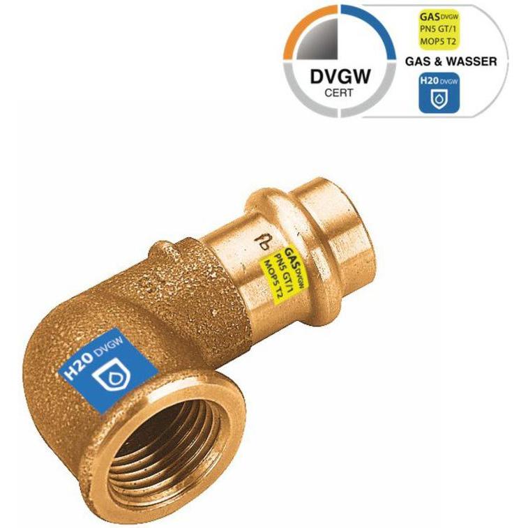 Sanpro, Rohrverbindungstechnik, CUPRESSK Pressfitting 90° Winkel - Bogen mit Innengewinde V 15 - 1/2" (Pressverbindung)