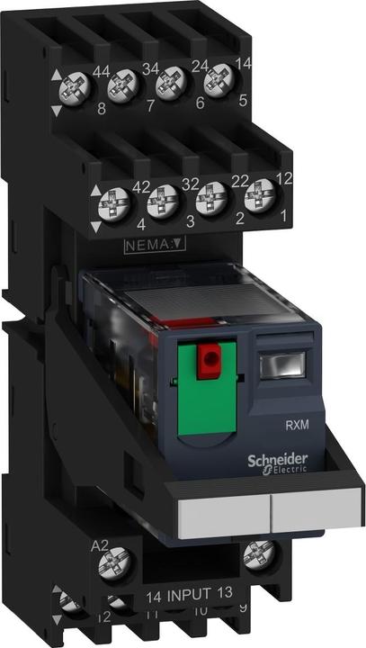 Produktbild APC Miniatur-Steckrelais mit LED RXM, 4 Wechsler, AC, 24V, 6A, Schraubklemme