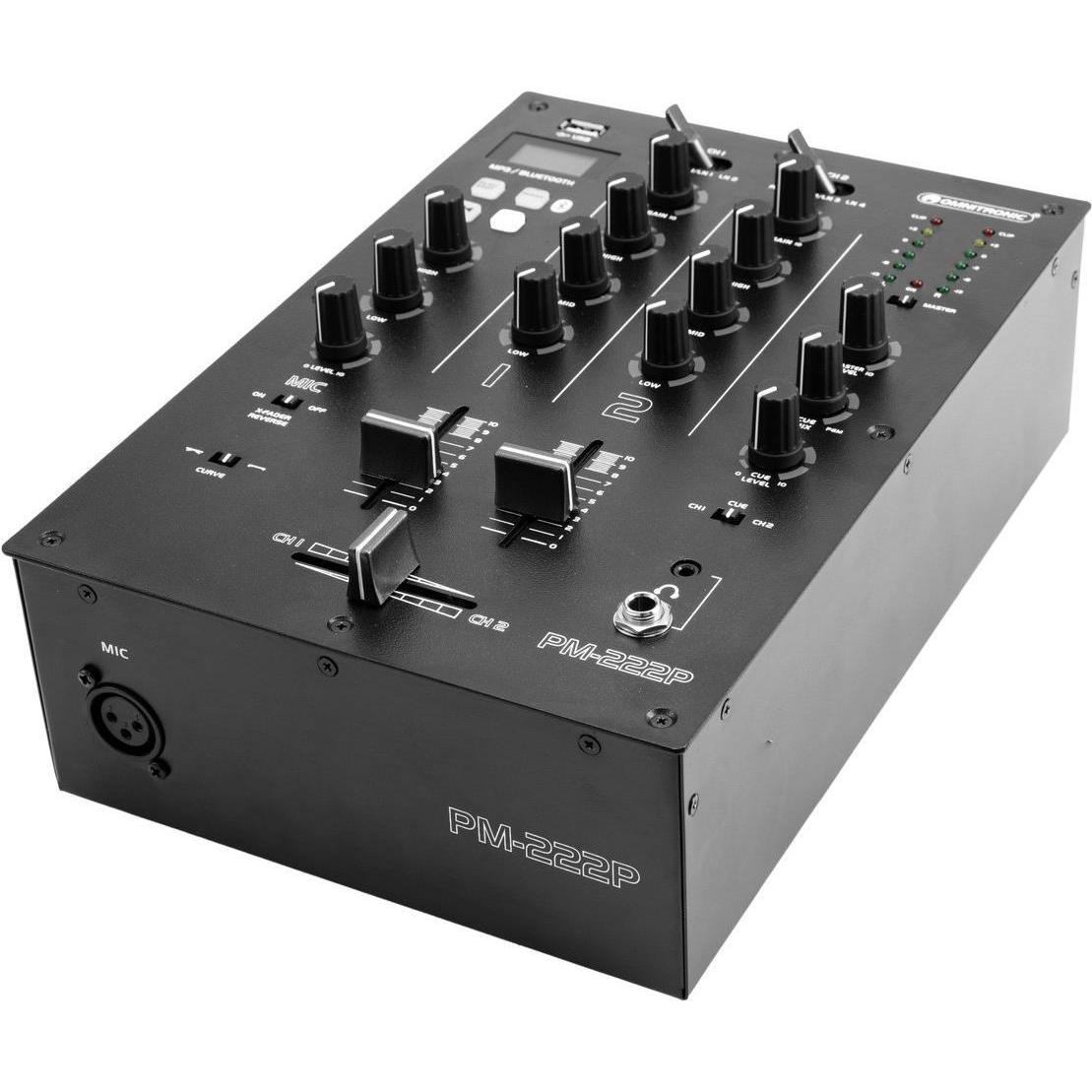 Omnitronic PM-222P Mixer DJ a 2 canali con lettore (Mixer da studio e live), Mixer audio