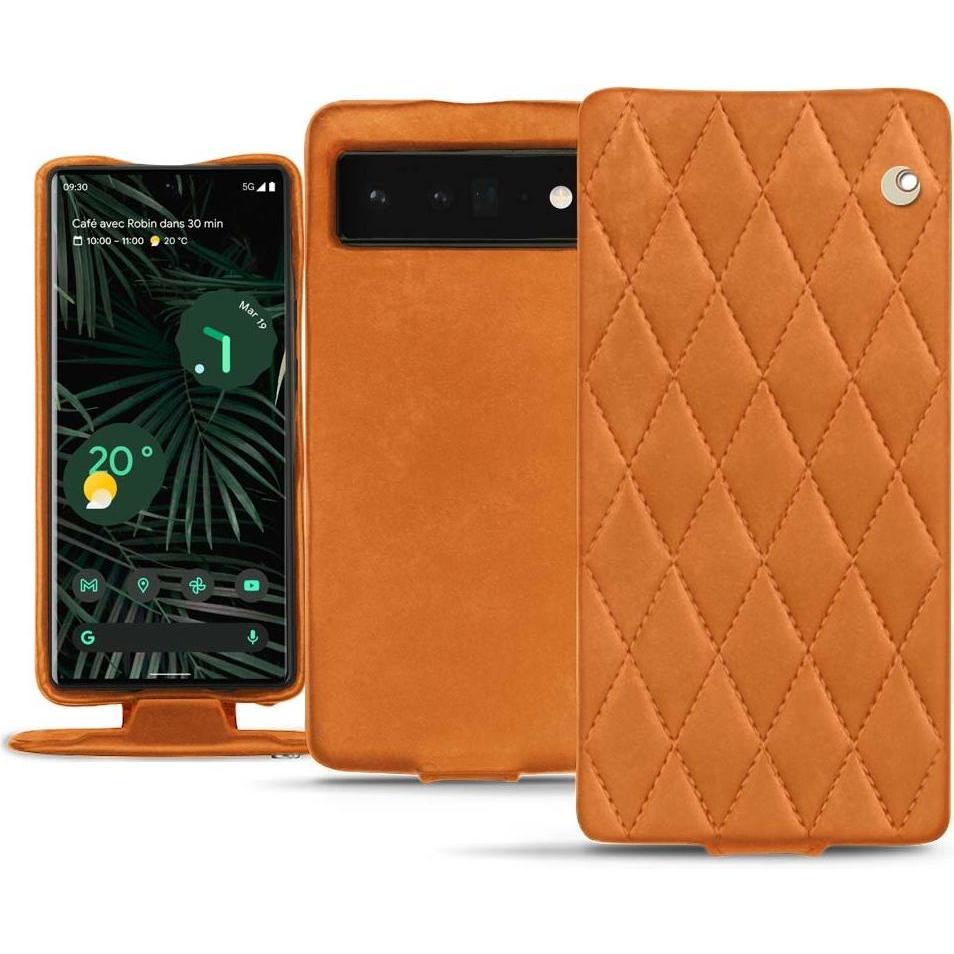Noreve Lederschutzhülle vertikal (Google Pixel 6 Pro), Smartphone Hülle, Orange