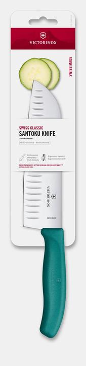 Produktbild Victorinox Swiss Classic, Santokumesser, 17cm, gerade, fluted, grün, blister (17 cm)