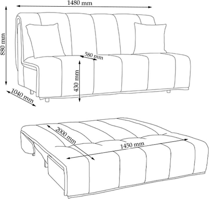 Actual product image VitaliSpa Sofa "Malta", Grau, 148 cm mit Schlaffunktion