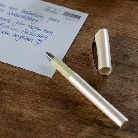 Actual product image Schneider 168653 Ceod Shiny fountain pen (right- and left-handed, M-nib, incl. ink cartridge royal blue) (Light Gold, 1 x)