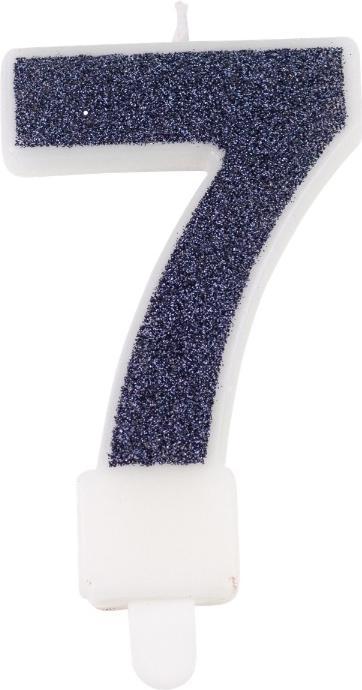 Navy blue number candle 7