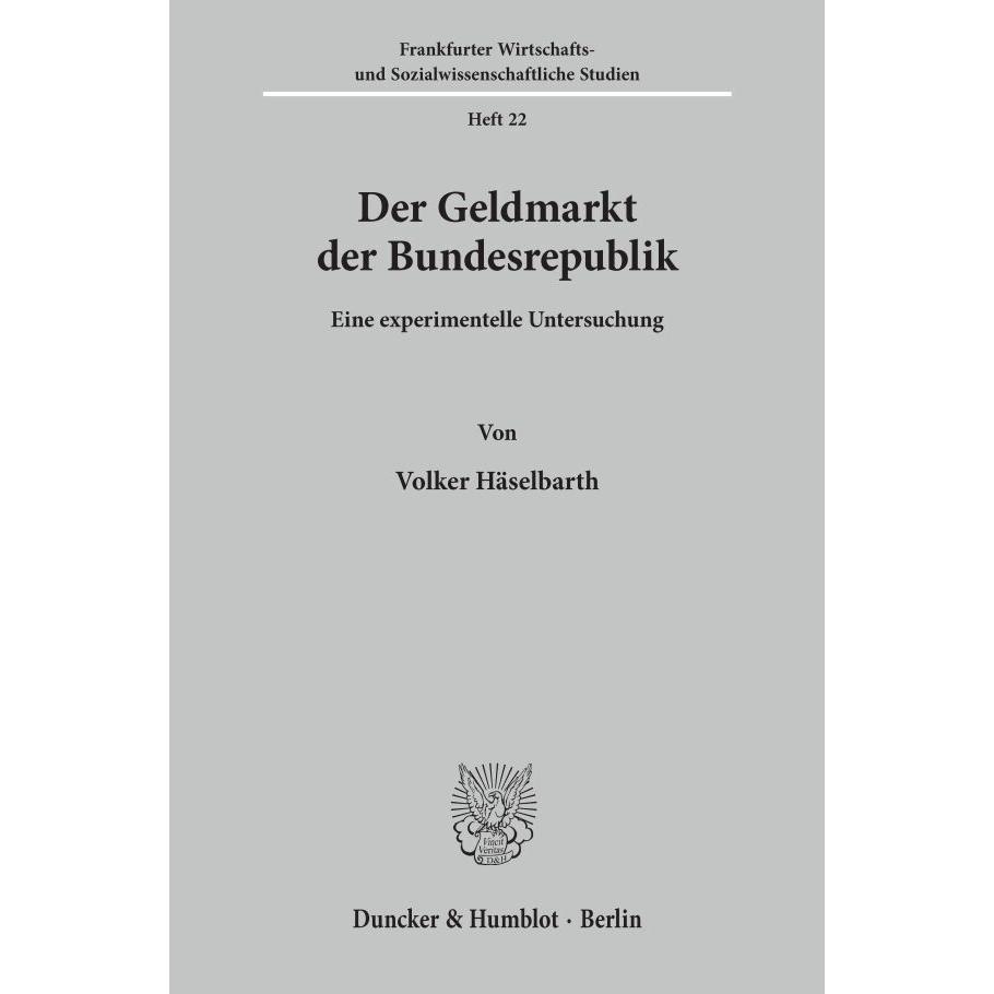 Der Geldmarkt der Bundesrepublik., Fachbücher von Volker Häselbarth