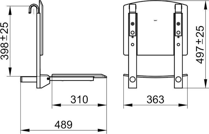 Actual product image Keuco Folding seat PLAN CARE seat surface 360mm vc/we (110 kg)