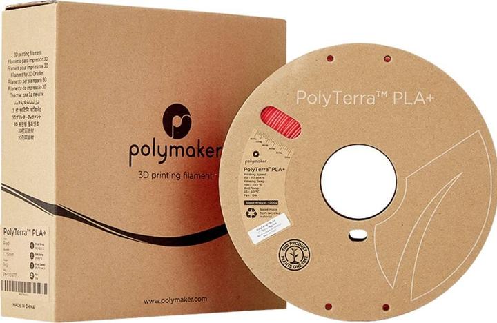 Actual product image Polymaker PolyTerra PLA+ Red 1.75mm 1kg (PLA+, 1.75 mm, 1000 g, Red)