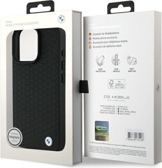 Produktbild BMW BMHMP16L23RDDK iPhone 16 Pro 6.3" czarny/black hardcase Sign Leather Diamond Metal Logo MagS (Apple iPhone 16 Pro)