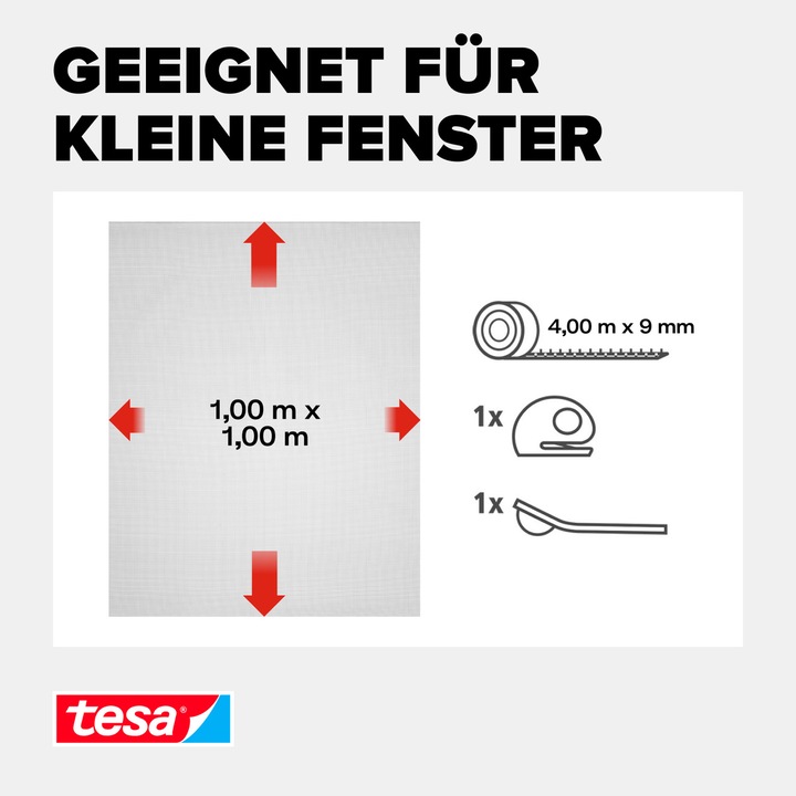 Actual product image tesa 2x COMFORT insect screen for windows, with Velcro tape, self-adhesive, without drilling (100 x 100 cm)