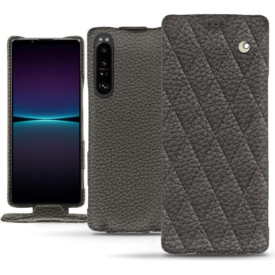 Noreve Lederschutzhülle vertikal (Sony Xperia 1 IV), Smartphone Hülle, Grau