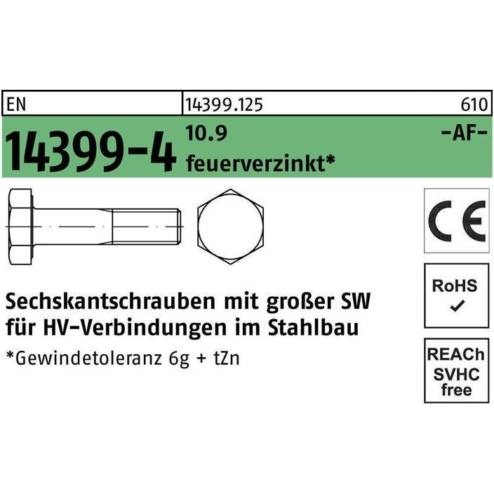August, Schrauben, Sechskantschraube EN 14399-4 M 24 x 150 10.9 feuerverzinkt (1 Schrauben pro Stück)