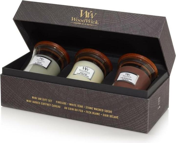 Produktbild WoodWick Giftset 3 Mini Jar Woody (85 g)