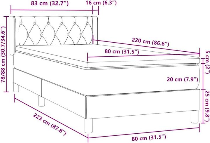 Produktbild vidaXL Boxspringbett (80 x 220 cm)