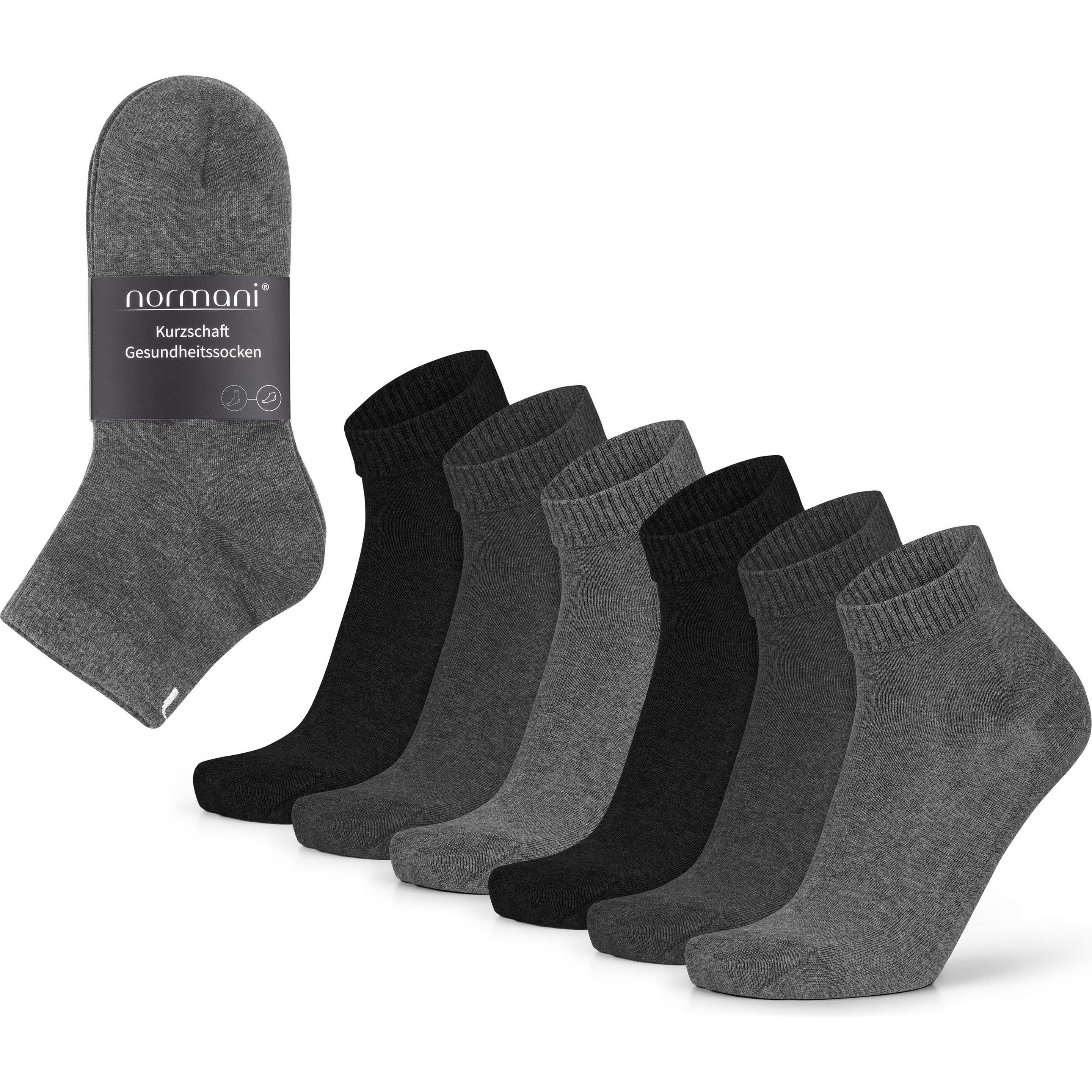 Normani, Herren, Socken, 6 Paar Kurzschaft Gesundheitssocken mit Komfortbund, Grau, (6er Pack, 39 - 42)