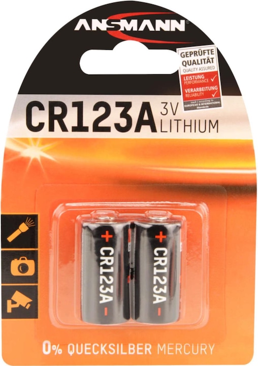 Ansmann Lithiumbatterij CR13 (2 Pcs., RCR123A, 1500 mAh)