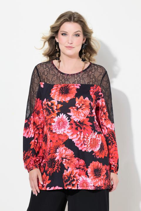 Actual product image Miamoda Bluse, A-Linie, Blütenmuster, Mesh-Einsätze (42)