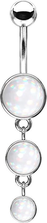 Immagine prodotto Star Piercing Banana in argento con ciondolo a tre scudi in pietra epossidica bianca (Ottone, Acciaio chirurgico 316L)