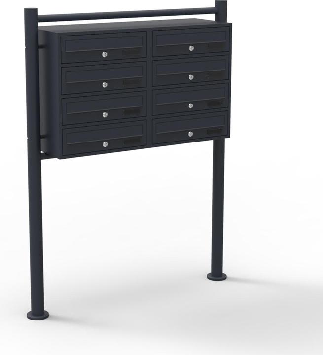 Wiltec Sistema 8 cassette per le lettere nero 2x4 scomparti cassetta per le lettere