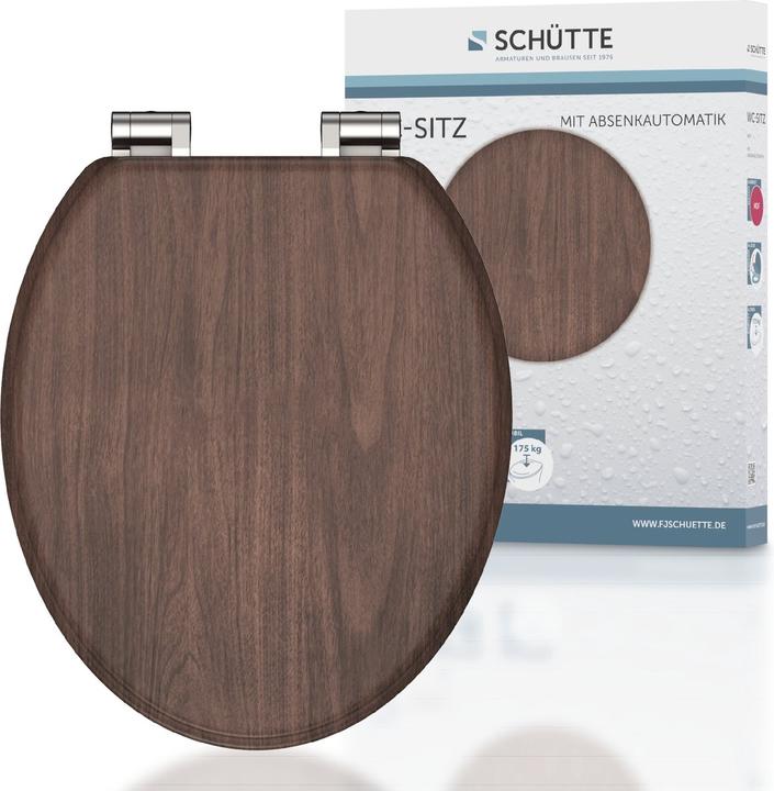 Produktbild Schütte WC Sitz Holz MDF WC-Sitz DARK WOOD Absenkautomatik 80193 Braun