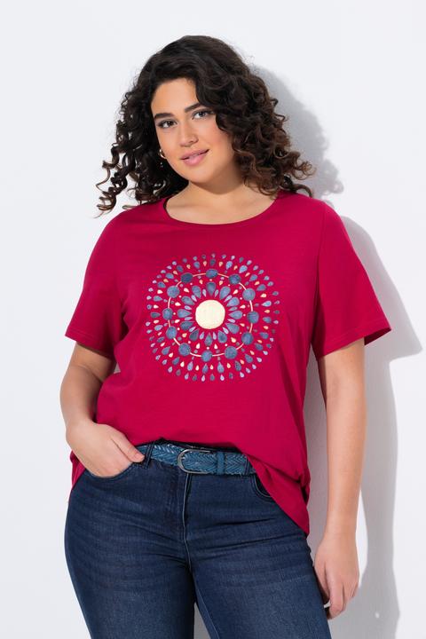 Image du produit Ulla Popken T-shirt en A à col rond et manches courtes. Mandala. (42, 44)