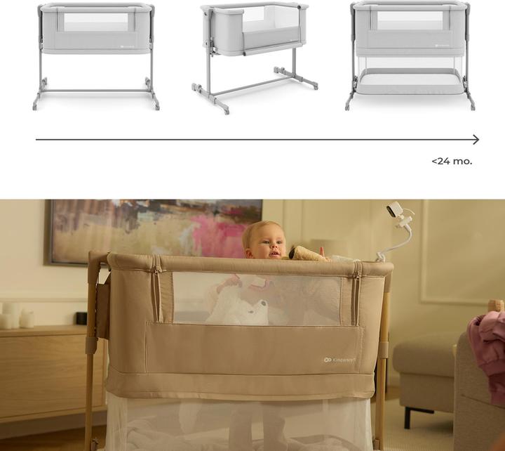Actual product image KinderKraft Co-sleeping crib NESTEE GROW 2 light grey