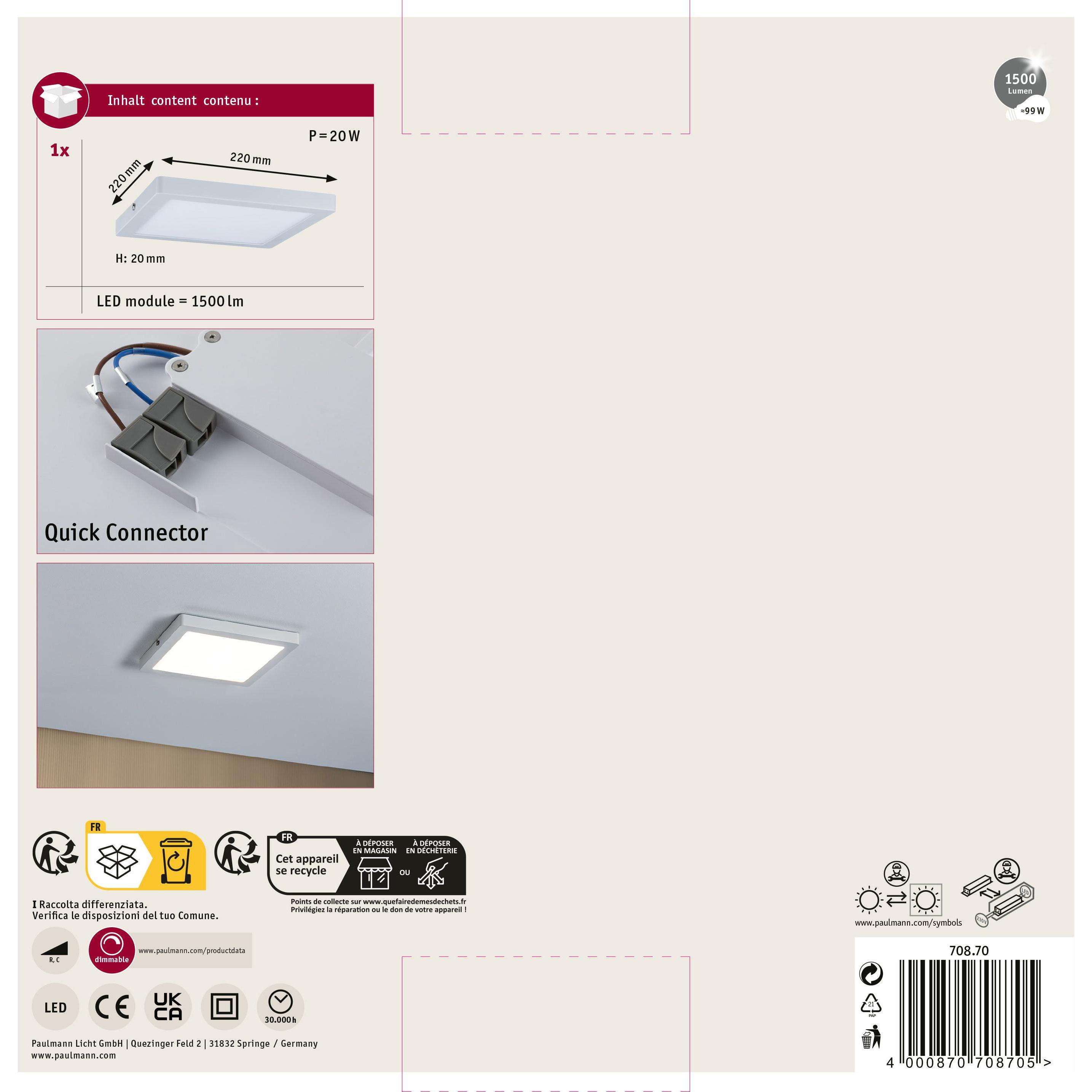 Thumbnail - Paulmann, Wandleuchte + Deckenleuchte, Panel Atria Shine (1500 lm)