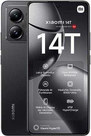 Produktbild Xiaomi 14T (256 GB, Titan Black, 6.60", Dual SIM, 50 Mpx, 5G)
