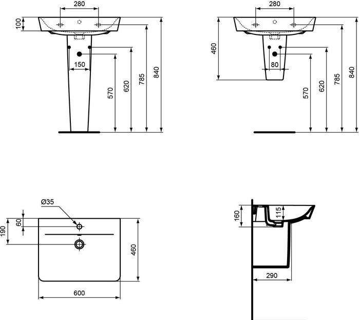 Immagine prodotto Ideal Standard Lavabo Connect Air 60 cm bianco E029801 (460 mm, 600 mm)